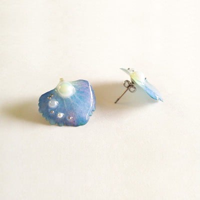 あじさい押し花マーメイドフィンポストピアス
