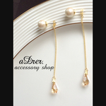 再販◼︎コットンパールのロングバックチェーンピアス ■ No.033