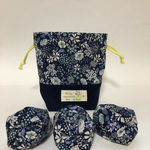 お手玉&巾着セット⑅◡̈*(紺花柄)