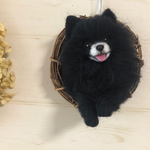 羊毛フェルト にこにこ黒ポメのフラワーリース