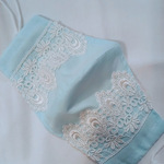 SALE! プリンセス風マスク レースタップリの水色 おしゃれマスク