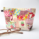 送料無料 マチ付きポーチ*パッチワーク/ピンク