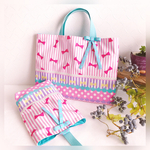 duka8様専用☆リボン大好き女の子のレッスンバッグ リュック型とシューズバッグ(キルト芯入り)