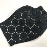 機能アップ☆立体マスク モードな黒サークルフラワー刺繍レース 抗菌防臭ガーゼか接触冷感ガーゼ
