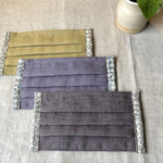 コットンリネン ×リバティ プリーツマスク 小さめ ワイヤー入 秋マスク マスタード、ラベンダー、チョコ