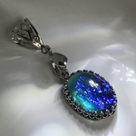 再々・・販 海のきらめき ブルーグリーン ドラゴンズブレス ネックレストップ(18×13㎜)