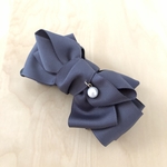 〜揺れるパール〜 ⌘ボリュームリボンバナナクリップ⌘ チャコールグレー