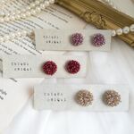 キラキラグラスパールのつぶつぶドームピアス イヤリング オータムカラー アレルギー対応