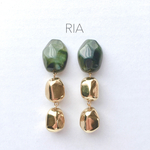 ♢antique green goldピアス/イヤリング♢ 大ぶり/グリーン/アンティーク/ゴールド/大人/緑