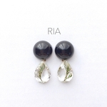 ♢black×driedflowerピアス/イヤリング♢ ブラック/黒/ドライフラワー/クリア/花/フラワー/大人