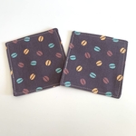 ベージュ帆布×coffee beans コースター 2枚セット
