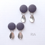 ♢【2way】leather silver dropピアス/イヤリング♢ 大ぶり/レザー/グレー/シルバー/2way/革/大人