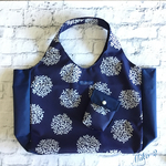 再販★ナイロンエコバッグ サークルリーフ(ネイビー)Lサイズ