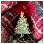 ビーズ刺繍ブローチ Fir Tree(green)