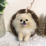 羊毛フェルト ポメラニアンのフラワーリース