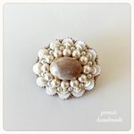 ビーズ刺繍ブローチ Lace Flower