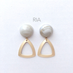 ♢grey matte goldピアス/イヤリング♢ 大ぶり/グレー/マーブル/マットゴールド/大人