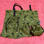 恐竜大好き! お得な入園入学5点セット レッスンバッグ 上履き袋 着替え袋 お弁当袋 コップ袋 幼稚園 保育園 小学校 入園入学準備 カーキ 男の子