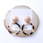 ♢大ぶりピンク×マーブルピアス/イヤリング♢ 大ぶり/ピンクベージュ/マーブル/レオパード/ベージュ/大人