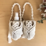 2点セット/マクラメ・スプレーボトル付きケースホルダー(麻×天然コットン) 【受注制作】