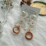 【New!!】パールフープ×ひらひらペタルのピアス /イヤリング