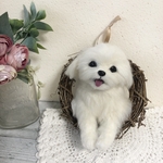 羊毛フェルト マルチーズのフラワーリース