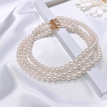 華やかさ抜群!3連 パール チョーカー 全長約32cm