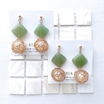 ♢square green wierピアス/イヤリング♢