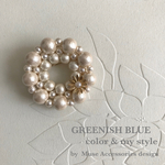 【アイボリー】コットンパールブローチ by Muse Accessories design