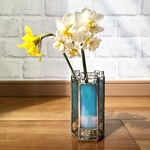 クラッケルアンティーク+水色オーロラガラスの花瓶🌙ステンドグラス