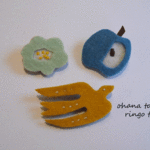 フェルトブローチ3点セットI リンゴと鳥とお花