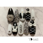 量産型 リボン ハートビジュー♡ネイルチップ