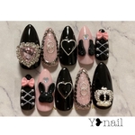 地雷 ハートビジュー クラウン うさぎ♡ネイルチップ