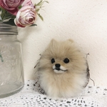 羊毛フェルト ポメラニアン のミニフラワーリース