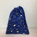 少し大きめ ロケット柄のコップ袋 巾着袋 宇宙 惑星