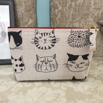 ネコ柄ポーチ(ベージュ)/メイクポーチ/ナプキンポーチ