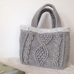 アラン模様風トートバッグ【ライトグレー】