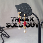 1/17までSALE✳︎送料無料✳︎69.イヤリング/ピアス✳︎ダイヤ×淡水パール クリアレッド