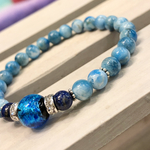 ブルーアパタイトとホタルガラスのブレスレット