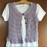 和ちゃん手編み☆ベストカーディガン(綿100% 薄紫色)※春・夏用