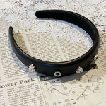 レトロ ボタン カチューシャ ブラック