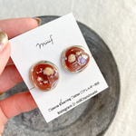 SALE□かすみ草イヤリング(シルバー×ブラウンレッド)