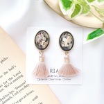 ♢antique×tasselピアス/イヤリング♢ 大ぶり/アンティーク/ドライフラワー/タッセル/お花/ブラック/ベージュ/大人/黒