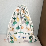 大きめ巾着 お着替え袋にも サバンナ 動物柄の巾着袋