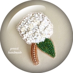 ビーズ刺繍ブローチ 紫陽花