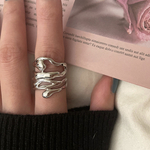 【S925リング】大きめフリーサイズリング・ホワイト系シルバー・オープンリング