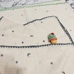 韓国イブル ガーゼ ブランケット  おくるみ 大判 タオルケット 月星 青