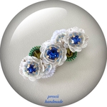 ビーズ刺繍ブローチ Blue Flower