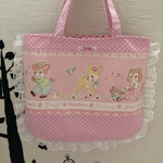 楽しいアニマルと水玉★フリルトートバッグ