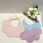 ★送料無料★受注制作★スタイ/よだれかけ もくもく、リボン付き、女の子、男の子、刺繍生地